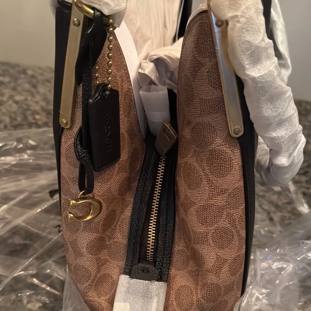 Coach Black leather and coated canvas Brown Women's Bag NWT - Picture 4 of 15